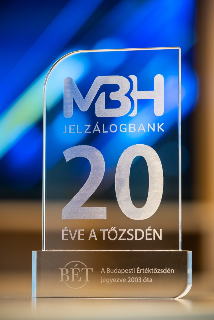 20 éve a tőzsdén - MBH Jelzálogbank díj 20 éve a tőzsdén - MBH Jelzálogbank díj